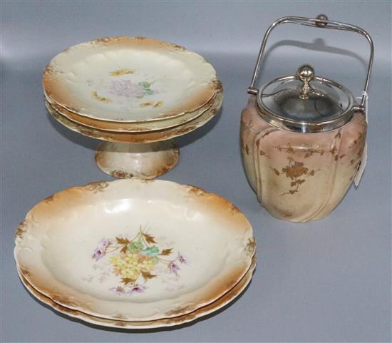 Blush Limoges dessert set & similar biscuit barrel(-)